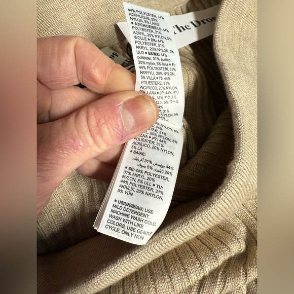 THE DROP Khaki ribbed knit wide leg pants size L - Picture 8 of 11